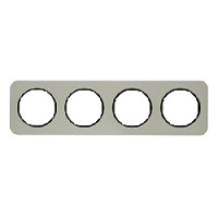 Дизайнерская рамка 4 местная, нержавеющая сталь/черный, 10142104 Berker, серия R.1