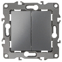 Дизайнерский выключатель без м.лапок, графит, Б0019311 Эра, двухклавишный, серия 12