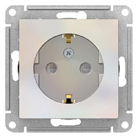 Дизайнерская розетка с заземлением и шторками, жемчуг, ATN000445 Schneider Electric, серия Atlas Design