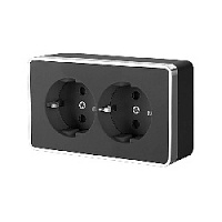 Дизайнерская розетка двойная с заземлением, черный хром, W5072135 Werkel, серия Gallant