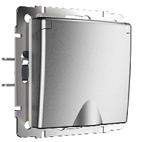 Дизайнерская розетка с заземлением, шторками и с крышкой IP44, серебряный матовый, W1171265 Werkel