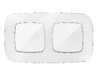 Дизайнерская рамка из натурального стекла 2 местная, белый, OF350102 Ambrella Volt