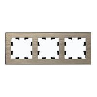 Дизайнерская рамка 3 местная, латунь, металл, ATN312203 Schneider Electric, серия Atlas Design Nature