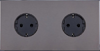 Дизайнерская двухпостовая розетка с заземлением, темный глянец, SJAN88DC11 Salvador