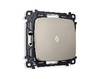 Комплект механизма 1-кл проходного выключателя с подсветкой 5600K нейтральный белый свет, серо-бежевый матовый, MO362035 Ambrella Volt, одноклавишный
