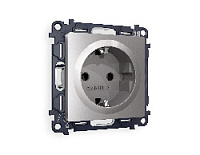 Комплект механизма электрической розетки с/з на винтовых зажимах, сталь матовый, MA506010 Ambrella Volt