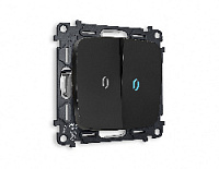 Комплект механизма 2-кл проходного выключателя с подсветкой 10000K голубой свет, черный матовый, MO804040 Ambrella Volt, двухклавишный