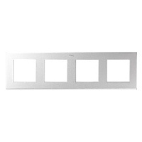 Дизайнерская рамка 4 местная, алюминий, 2400640-033 Simon, серия 24 Harmonie