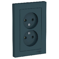 Дизайнерская двойная розетка без заземления, изумруд, ATN000820 Schneider Electric, серия Atlas Design