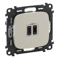 Дизайнерская розетка USB разъем C+C двойная, слоновая кость, 755346 Legrand, серия Valena Allure