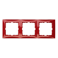 Дизайнерская рамка 3 местная, красный, глянцевый, 10138962 Berker, серия S.1