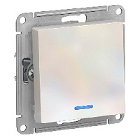 Дизайнерский выключатель с подсветкой, жемчуг, ATN000463 Schneider Electric, одноклавишный, проходной, серия Atlas Design