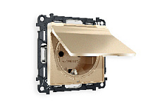 Комплект механизма электрической розетки с/з c шторками и крышкой, шампань, MA608010 Ambrella Volt