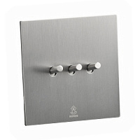 Дизайнерский выключатель Aura Никель браш, BAN3KTC Bonze трехклавишный проходной