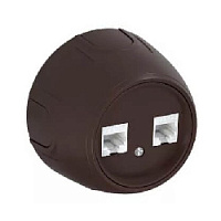 Дизайнерская розетка компьютерная RJ-45, двойная, 7700893, коричневый, OneKeyElectro, серия Rotondo