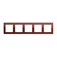 Дизайнерская рамка 5 местная, стекло красный оксид, AC585GLRT Jung, серия A Creation