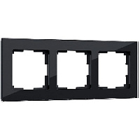 Дизайнерская рамка 3 местная, черный, стекло, W0031108 Werkel