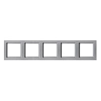 Дизайнерская рамка 5 местная, алюминиевый, бархатный лак, 10156094 Berker, серия Q.3