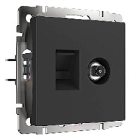 Дизайнерская розетка ТВ + RJ-45 6 cat., черный матовый, W1181308 Werkel