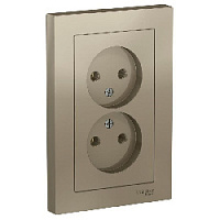 Дизайнерская двойная розетка без заземления, шампань, ATN000520 Schneider Electric, серия Atlas Design