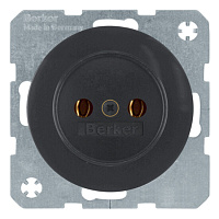 Дизайнерская розетка без заземления, черный, глянцевый, 6167032045 Berker, серии R.1/R.3