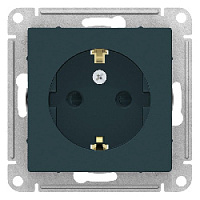 Дизайнерская розетка с заземлением и шторками, изумруд, ATN000845 Schneider Electric, серия Atlas Design