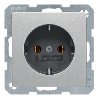 Дизайнерская розетка с заземлением, алюминиевый, бархатный лак, 41436084 Berker, серии Q.1/Q.3/Q.7