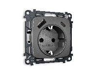 Комплект механизма электрической розетки 2USB A+C 20W (быстрая зарядка) с/з, антрацит серый, MO660010 Ambrella Volt