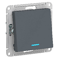 Дизайнерский выключатель с подсветкой, грифель, ATN000713 Schneider Electric, одноклавишный, серия Atlas Design