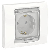 Дизайнерская розетка IP44 с заземлением, шторками и с крышкой, белый, NU003718 Schneider Electric, серия Unica New