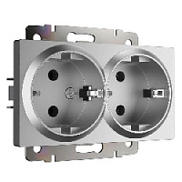 Дизайнерская двойная розетка с заземлением, серебряный матовый, W1172065 Werkel