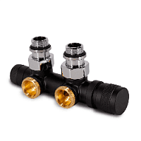 Дизайнерский клапан угловой для радиаторов для 2-х трубной системы отопления, слева, ручная регулировка, Tondera 1/2" черный матовый 0683-1500VCES S.R.Rubinetterie