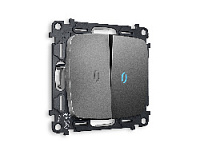 Комплект механизма 2-кл проходного выключателя с подсветкой 10000K голубой свет, антрацит серый, MO654040 Ambrella Volt, двухклавишный