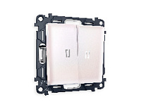 Комплект механизма 2-кл проходного выключателя с подсветкой 5600K нейтральный белый свет, жемчуг, MA204035 Ambrella Volt, двухклавишный