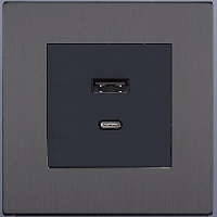 Дизайнерская розетка USB Type-C, антрацит, SJAN44CC12 Salvador, серия 24 Harmonie