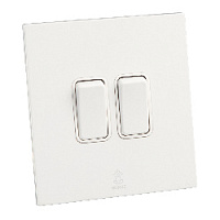 Дизайнерский выключатель Aura Белый лед, BAW2KB Bonze двухклавишный