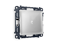 Комплект механизма 1-кл выключателя с подсветкой 5600K нейтральный белый свет, серебро глянец, MA402015 Ambrella Volt, одноклавишный