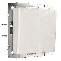 Дизайнерская розетка с заземлением, шторками и с крышкой IP44, перламутровый рифленый, W1171213 Werkel