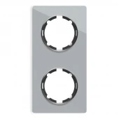 Дизайнерская рамка 2 местная, вертикальная, серый, стекло, 2234948 OneKeyElectro