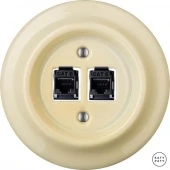 Розетка интернет Cat.6 двойная, ваниль глянцевая PNFLGsCat6 Katy Paty