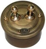 Ретро выключатель, механизм Legrand, латунь, 1222ТИ-80/2 ГусевЪ, двухклавишный проходной