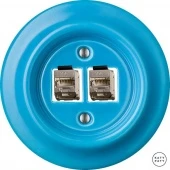 Розетка интернет Cat.6а экранир.10G двойная, ярко-синий глянцевый NIARGsCat6a Katy Paty