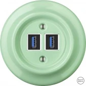 Ретро розетка USB ментол глянцевый PNMEGsUSBb Katy Paty