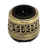 Ретро розетка с заземлением и шторками, черный/ латунь, OP12KV.BL Salvador