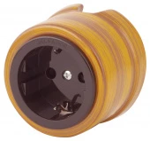 Ретро розетка с заземлением и шторками, этно, OP12ET (KM) Salvador