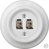 Розетка интернет Cat.6а экранир.10G двойная, белый глянцевый ALGsCat6a Katy Paty