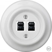 Розетка интернет Cat.5e двойная, белый глянцевый ALGsCat5e Katy Paty