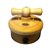 Ретро выключатель с деревянной крышкой, латунь, 12293Р-100 ГусевЪ, одноклавишный проходной