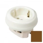 Ретро розетка без подъемной рамки, электрическая с заземлением, какао GE70301-КК (KM) ТМ МезонинЪ