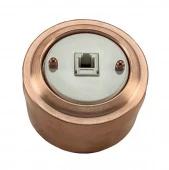 Ретро розетка телефонная RJ12, белая/ медь, М1-29-23 Vintage